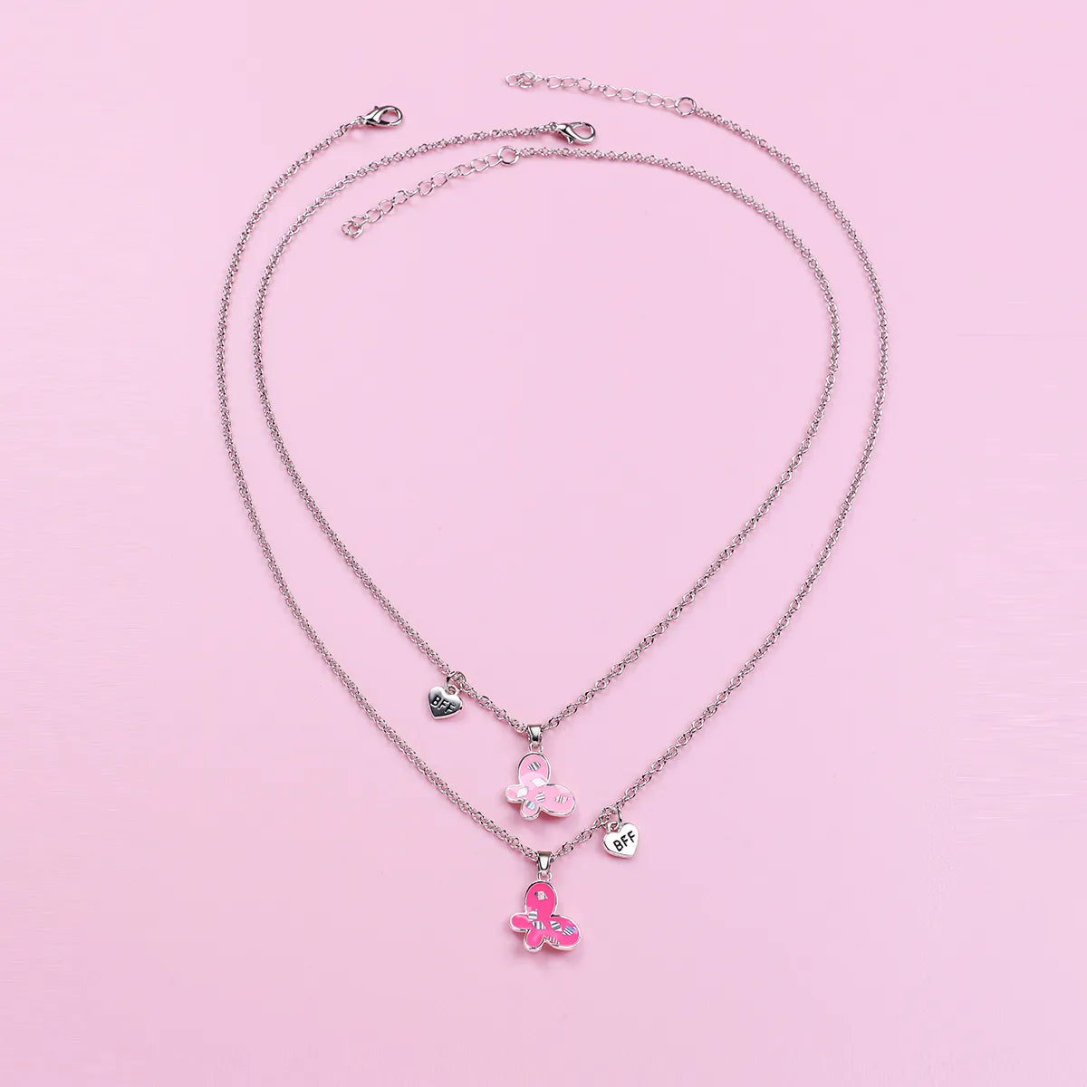 Lot de 2 Colliers D'amitié - Papillon - BFF - Best Friends Forever - Fantaisie - Pendentif Doré Argenté - Amitié - Mignon