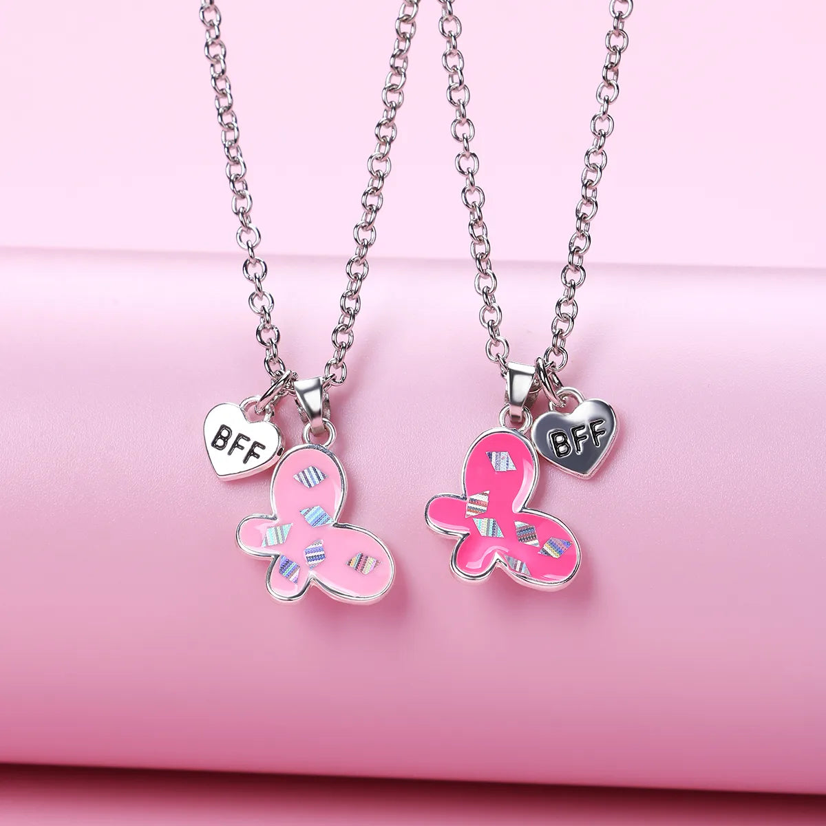 Lot de 2 Colliers D'amitié - Papillon - BFF - Best Friends Forever - Fantaisie - Pendentif Doré Argenté - Amitié - Mignon