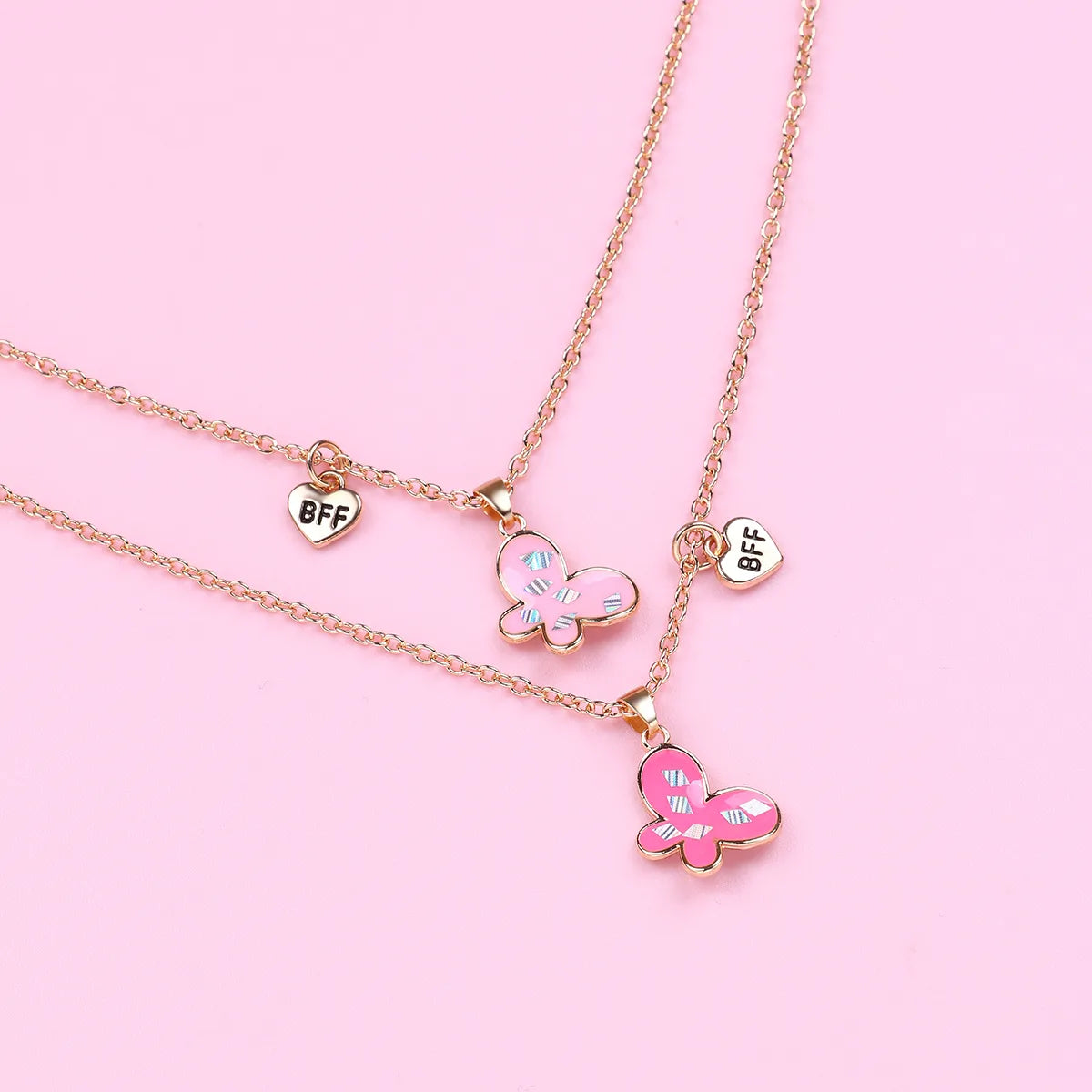 Lot de 2 Colliers D'amitié - Papillon - BFF - Best Friends Forever - Fantaisie - Pendentif Doré Argenté - Amitié - Mignon