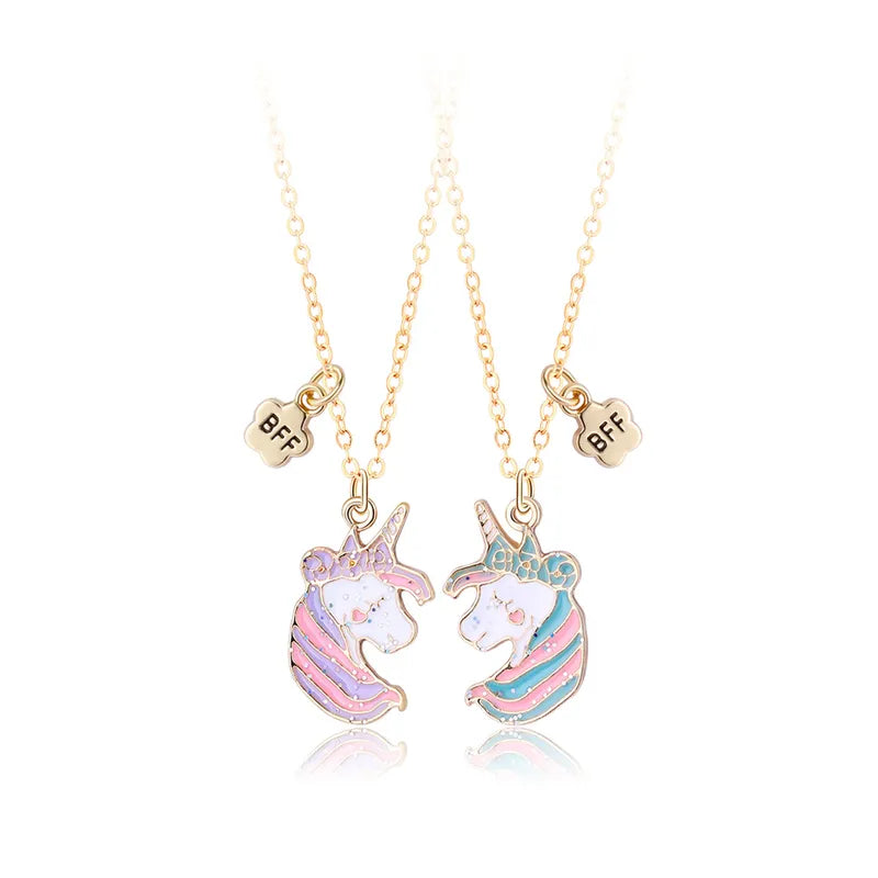 Lot de 2 Colliers D'amitié - Licorne - BFF - Best Friends Forever - Fantaisie - Pendentif Licorne