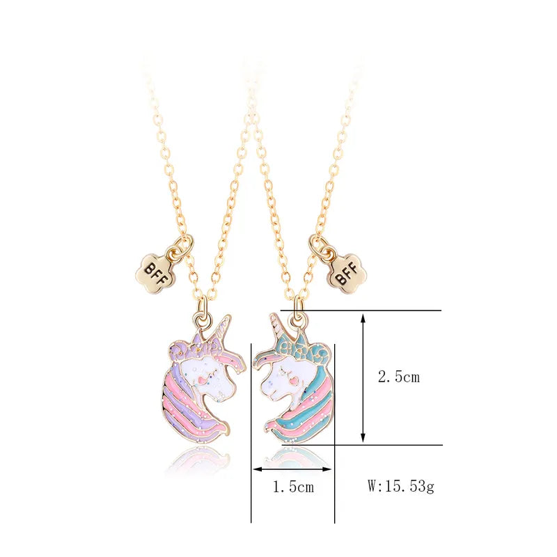 Lot de 2 Colliers D'amitié - Licorne - BFF - Best Friends Forever - Fantaisie - Pendentif Licorne