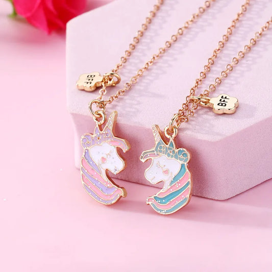 Lot de 2 Colliers D'amitié - Licorne - BFF - Best Friends Forever - Fantaisie - Pendentif Licorne