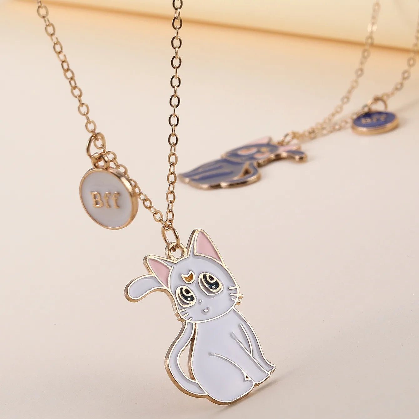 CHILDREN - Set of 2 Friendship Necklace Chains - BFF Best Friends Forever - Fantasy - Butterfly Pendant