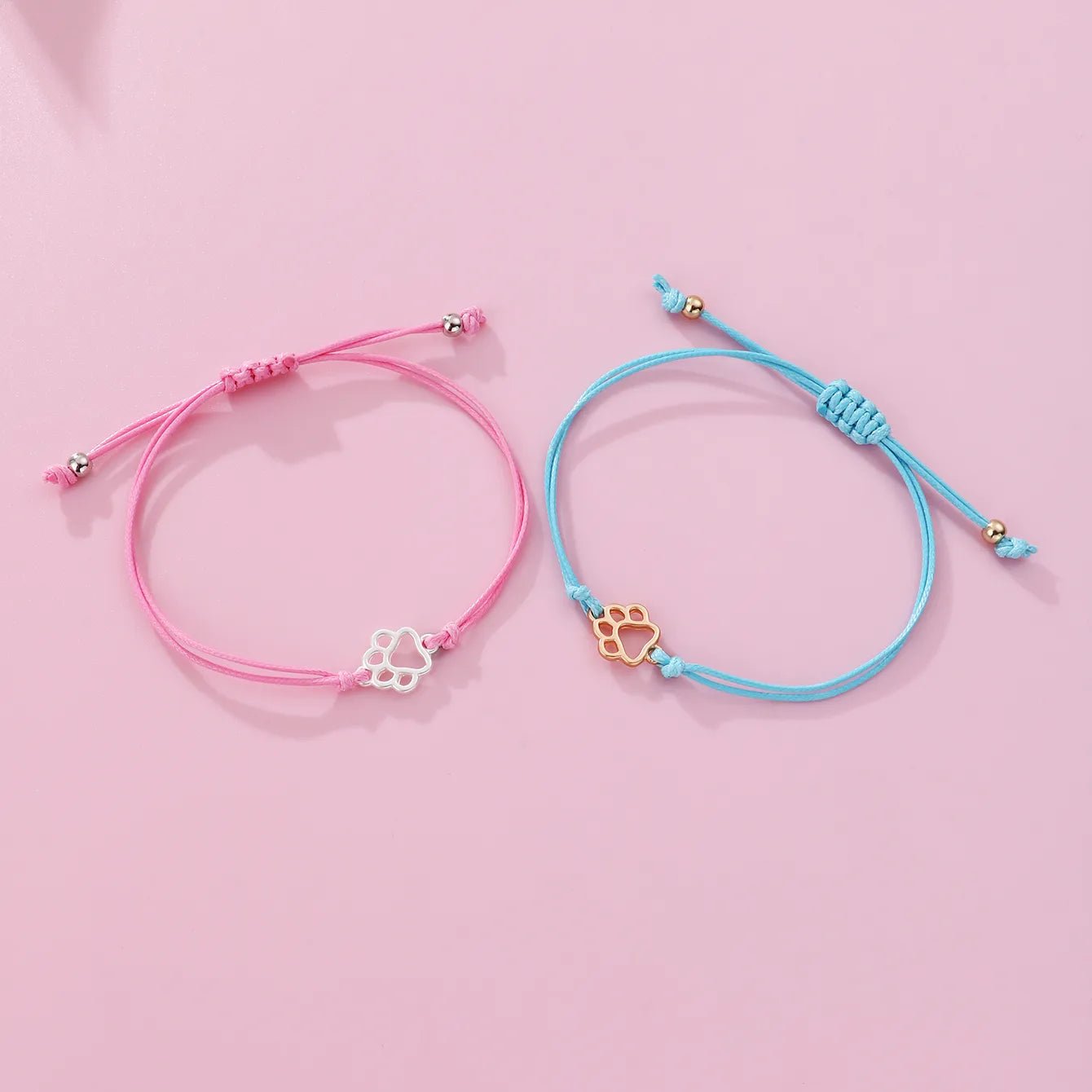 Set aus 2 verstellbaren Freundschaftsarmbändern mit Blumen und Perlen – BFF Best Friends Forever – Fantasy – Perlen