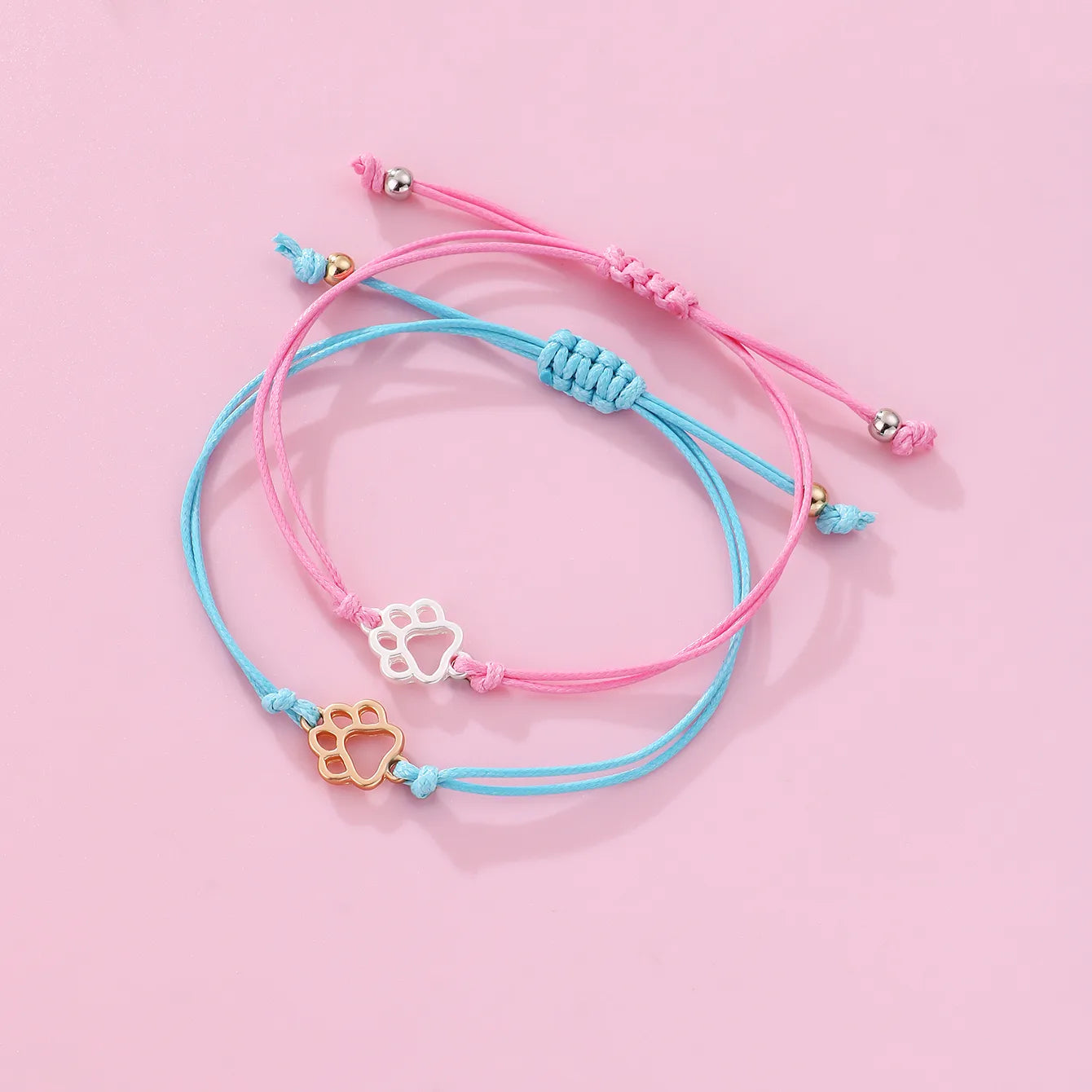 Set aus 2 verstellbaren Freundschaftsarmbändern mit Blumen und Perlen – BFF Best Friends Forever – Fantasy – Perlen