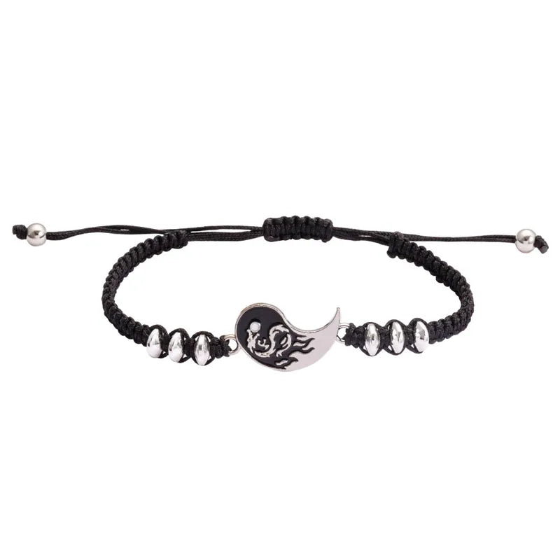 Lot de 2 Bracelets D'amitié Cordon Réglable - Ying Yang Tai Chi Dragon - BFF - Best Friends Forever - Amoureux Couple Amitié
