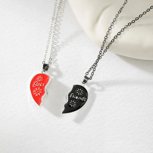 Lot de 2 Colliers D'amitié - Coeur Aimanté - BFF - Best Friends Forever - Fleurs - Fantaisie - A partager