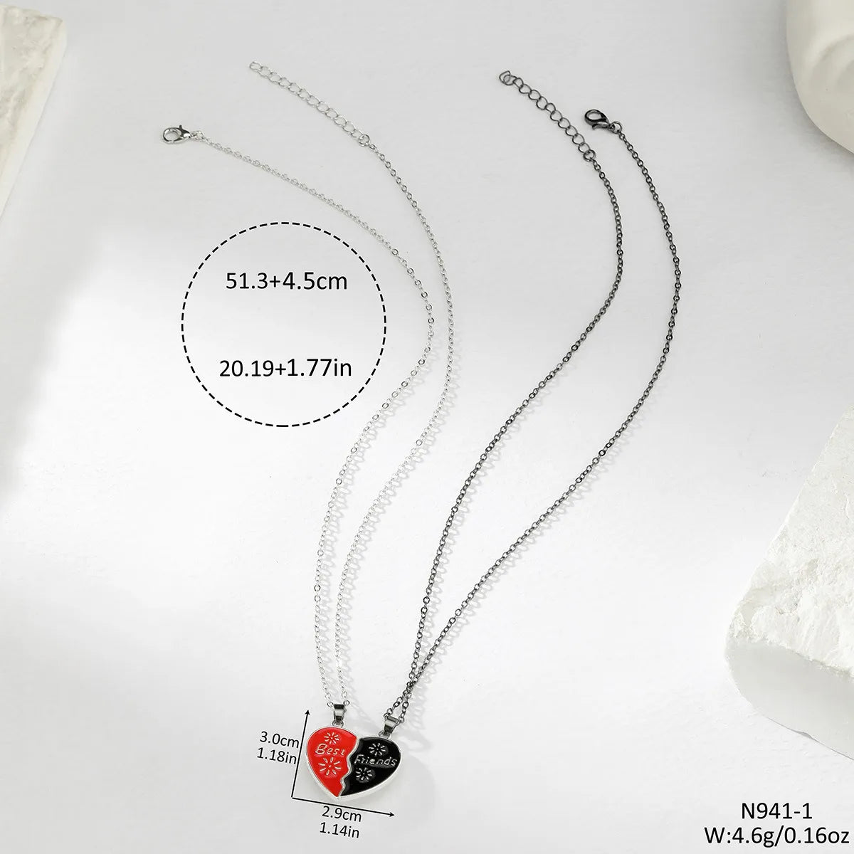 Lot de 2 Colliers D'amitié - Coeur Aimanté - BFF - Best Friends Forever - Fleurs - Fantaisie - A partager