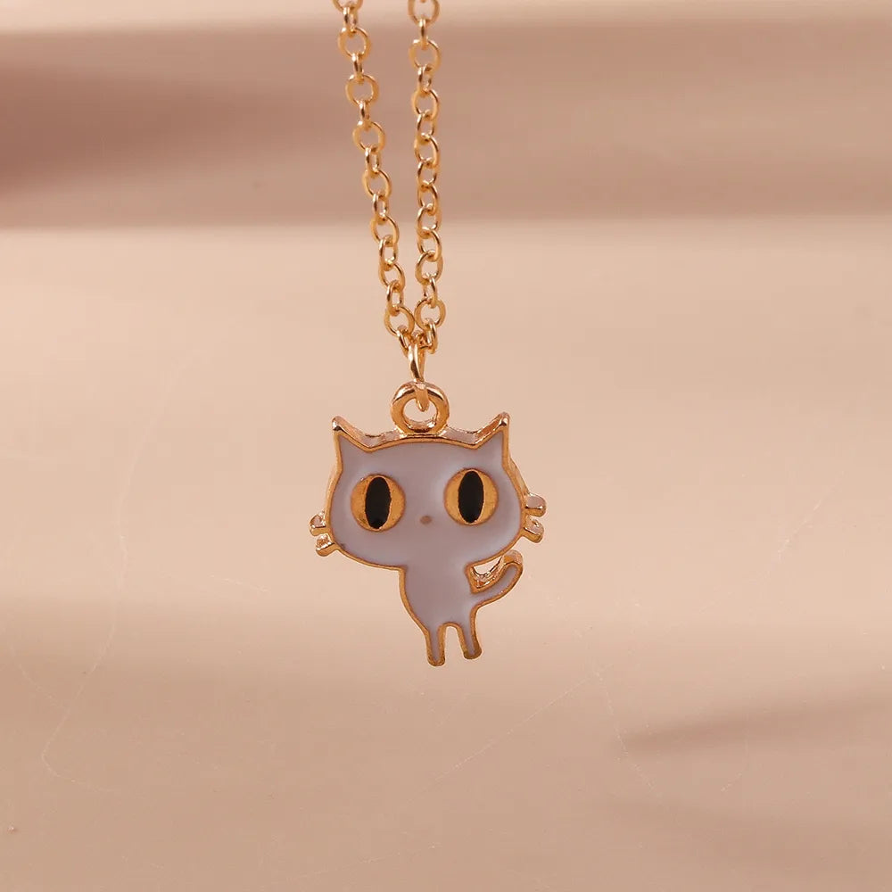CHILDREN - Set of 2 Chains Friendship Necklaces Cat Unicorn & Heart - BFF Best Friends Forever - Fantasy - Rainbow Resin Pendant