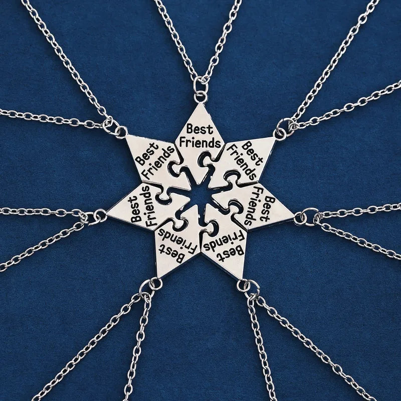 Lot 6 ou 7 Colliers D'amitié - Puzzle en Forme D’Étoile - A Partager - BFF - Best Friends Forever - Acier Inoxydable - Amitié