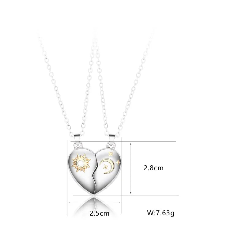Lot de 2 Colliers D'amitié - Lune et Soleil - BFF - Best Friends Forever - Pendentif Aimanté - Colliers à partager