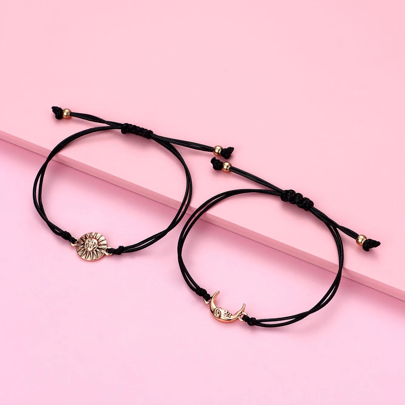 Set of 2 Adjustable Cord Bracelets Best Friends Ying Yang - BFF Best Friends - Fantasy - Magnetic Pendant - Lovers - Couple