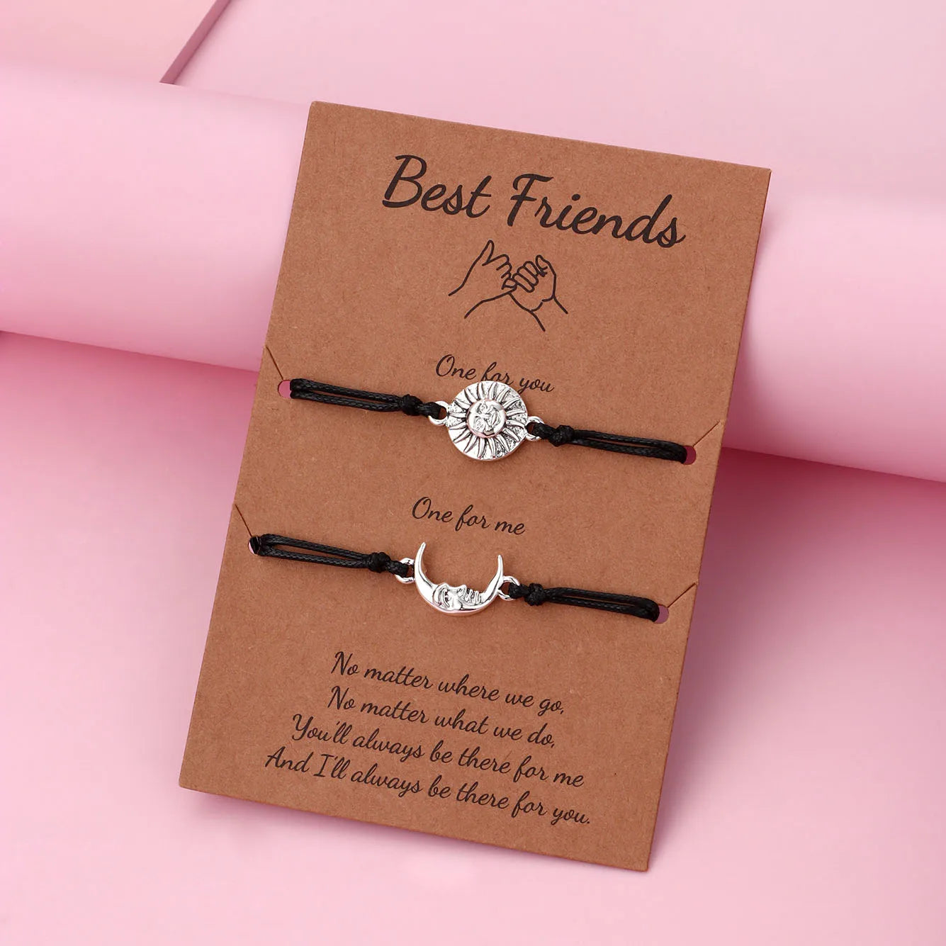 Set of 2 Adjustable Cord Bracelets Best Friends Ying Yang - BFF Best Friends - Fantasy - Magnetic Pendant - Lovers - Couple