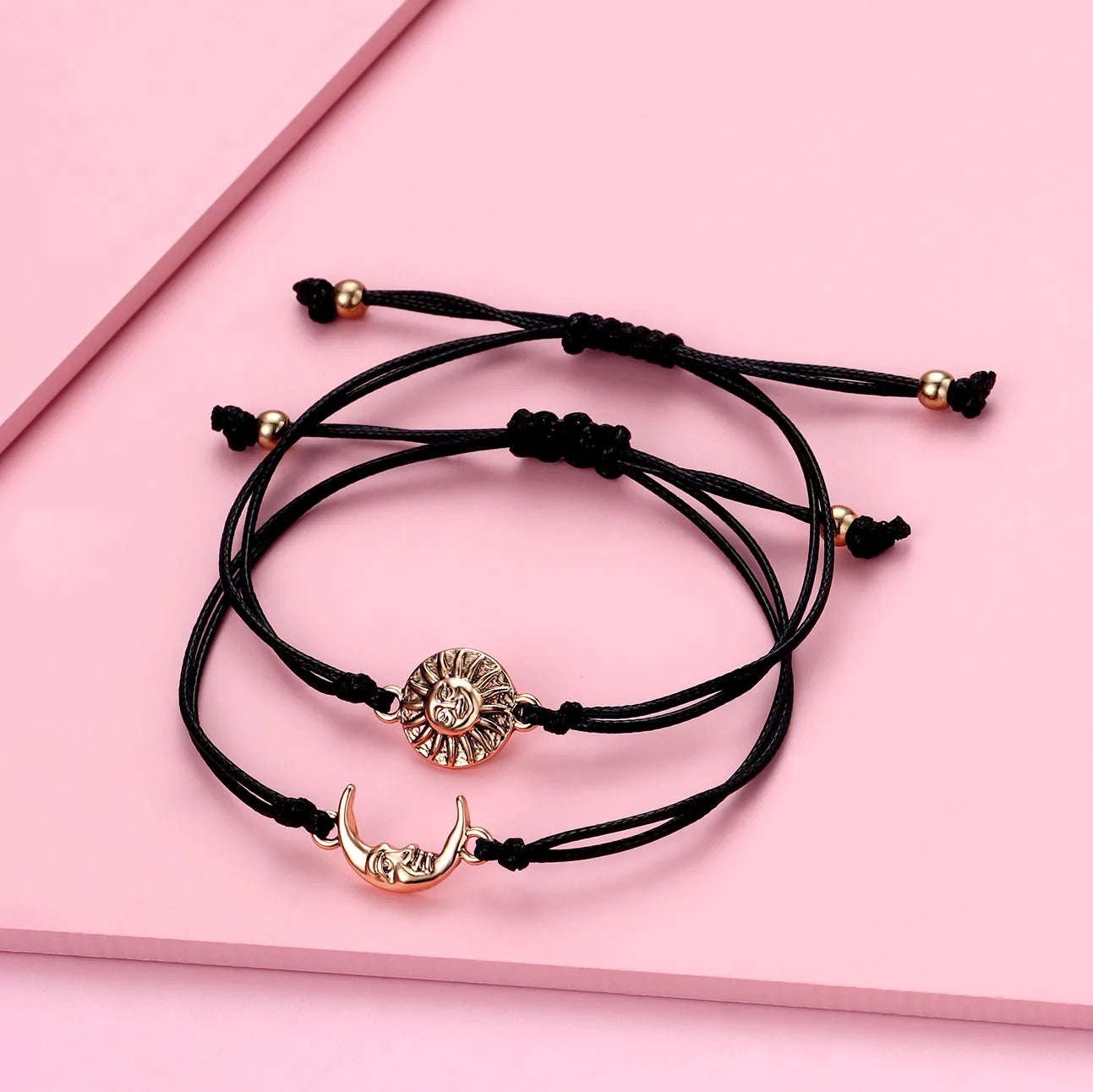 Set of 2 Adjustable Cord Bracelets Best Friends Ying Yang - BFF Best Friends - Fantasy - Magnetic Pendant - Lovers - Couple