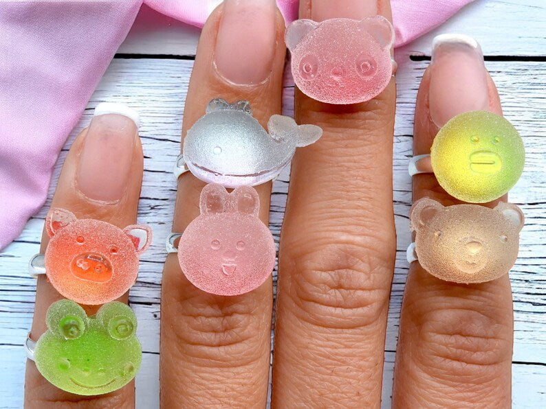 Bagues Réglables pour Enfant - Animaux - Effet bonbon sucré