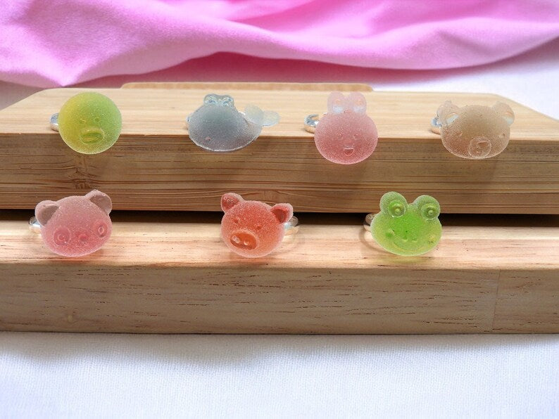 Bagues Réglables pour Enfant - Animaux - Effet bonbon sucré