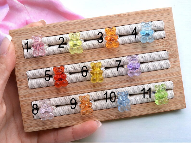 Bagues Réglables pour Enfants - Bonbon Ourson Haribo Translucide - Mignon