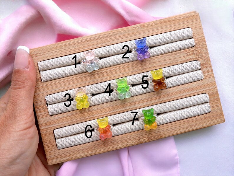 Bagues Réglables pour Enfant - Bonbon Ourson Haribo Bicolore - Mignon