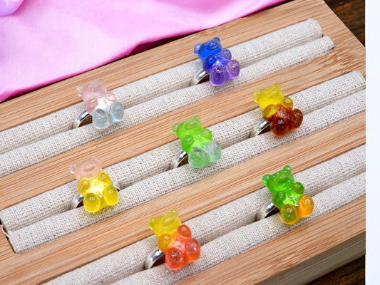 Bagues Réglables pour Enfant - Bonbon Ourson Haribo Bicolore - Mignon