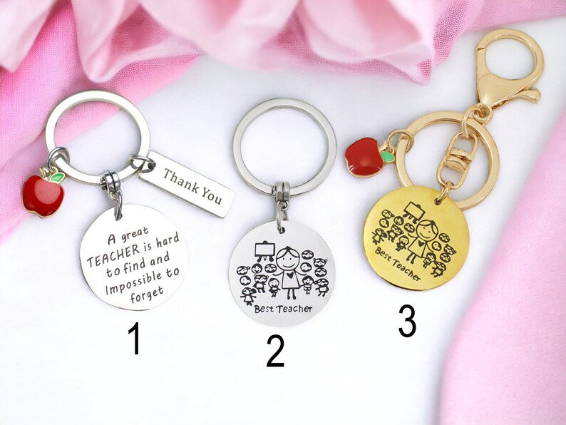 Porte Clés - Message Merci Maitresse - Professeur des Ecoles - Best Teacher - Année Scolaire - Pendentif Sac - Acier Inoxydable