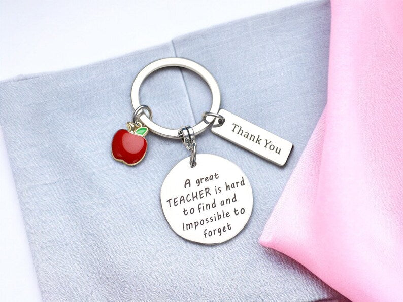 Porte Clés - Message Merci Maitresse - Professeur des Ecoles - Best Teacher - Année Scolaire - Pendentif Sac - Acier Inoxydable