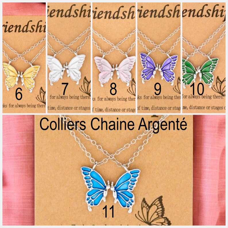 Set of 2 Butterfly Friendship Necklaces - BFF Best Friends Forever - Fantasy - Gold or Silver Pendant