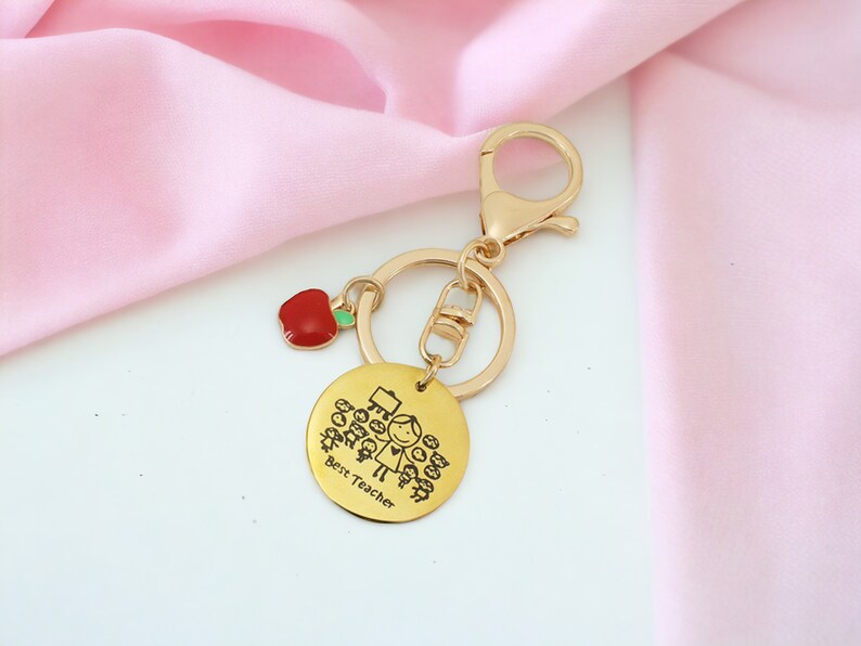 Porte Clés - Message Merci Maitresse - Professeur des Ecoles - Best Teacher - Année Scolaire - Pendentif Sac - Acier Inoxydable