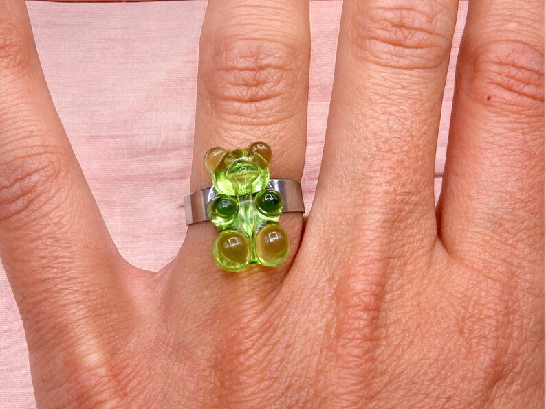 Bague Ourson - Taille Ajustable Pour Adulte - Bonbon Ourson translucide