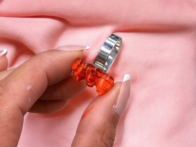 Bague Ourson - Taille Ajustable Pour Adulte - Bonbon Ourson translucide