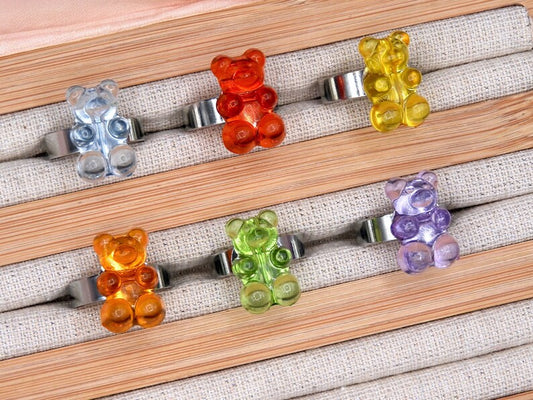 Bague Ourson - Taille Ajustable Pour Adulte - Bonbon Ourson translucide