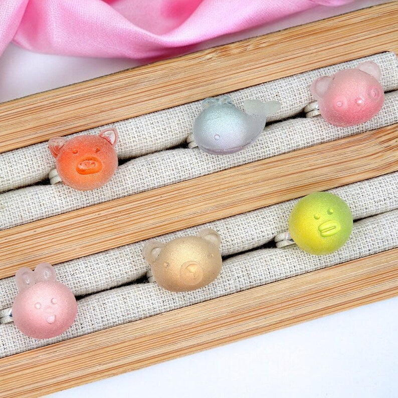 Bagues Réglables pour Enfant - Animaux - Effet bonbon sucré
