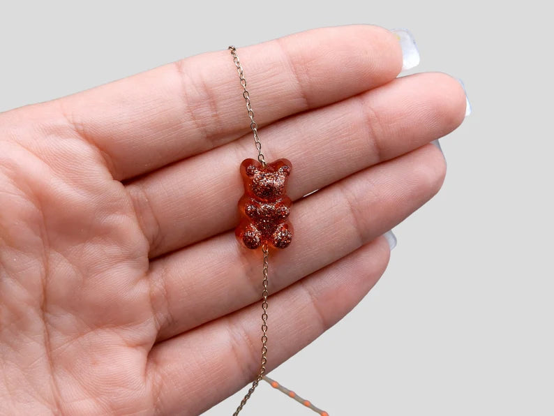 Bracelet Ourson Bonbon Translucide Couleur - Acier Inoxydable Doré