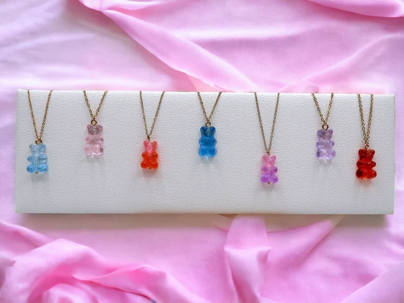 Collier Ourson Bonbon Translucide - Acier Inoxydable Doré