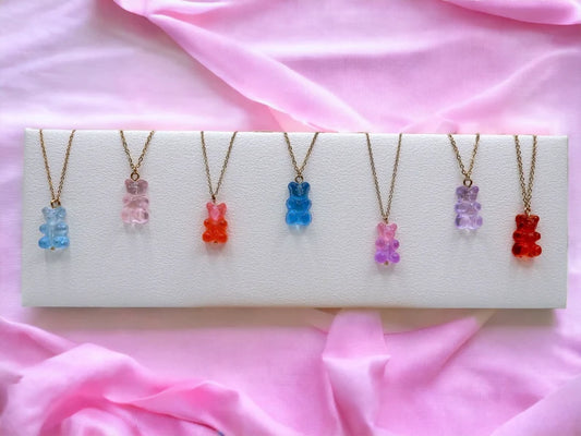 Collier Ourson Bonbon Translucide - Acier Inoxydable Doré