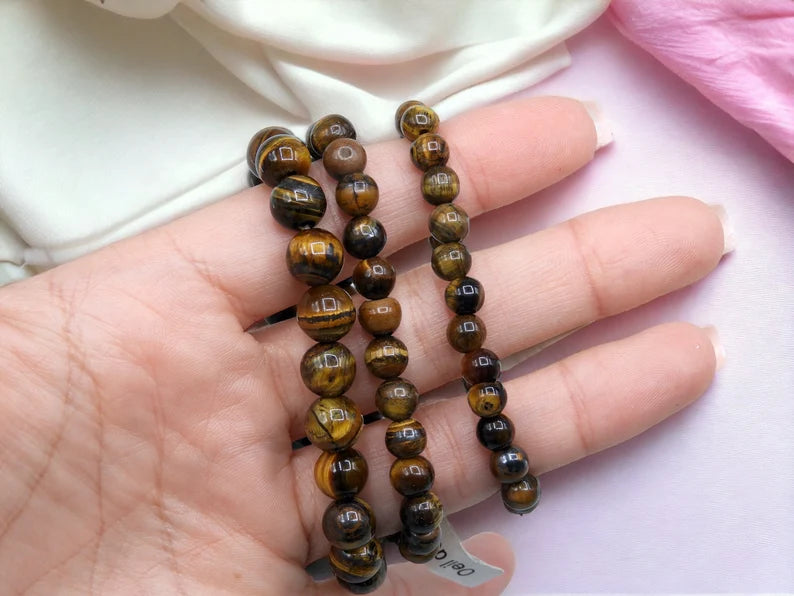 Bracelet Pierre Naturelle - Oeil du tigre - Confiance en soi Pensée Positive Ouverture d'esprit