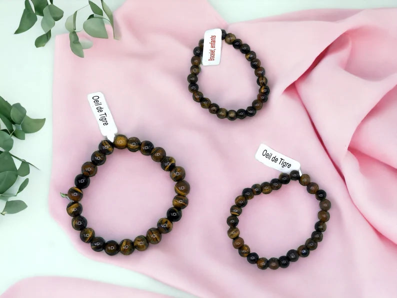 Bracelet Pierre Naturelle - Oeil du tigre - Confiance en soi Pensée Positive Ouverture d'esprit