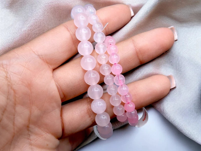 Bracelet Pierre Naturelle - Quartz Rose - Bien être Calme Amour Tendresse