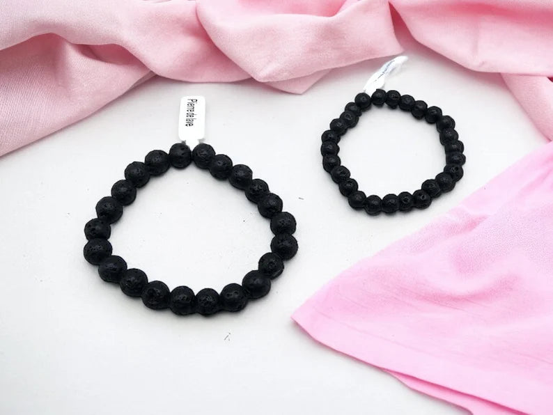 Bracelet Pierre Naturelle - Pierre Lave - Anxiété Relaxation Calme Energie Endurance