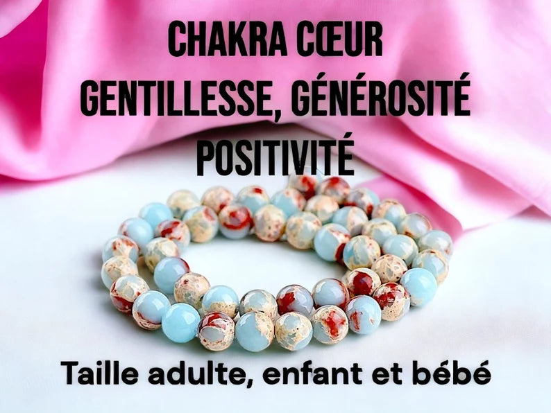 Bracelet Pierre Naturelle - Jaspe Imperialmer de sédiments - Chakra Coeur Gentillesse Générosité Positivité
