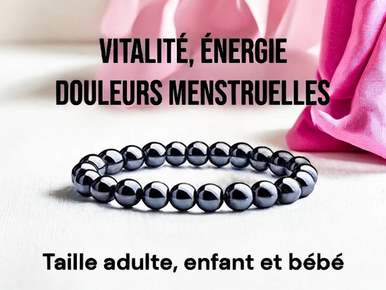 Bracelet Pierre Naturelle - Hématite - Vitalité Energie Douleurs Menstruelles