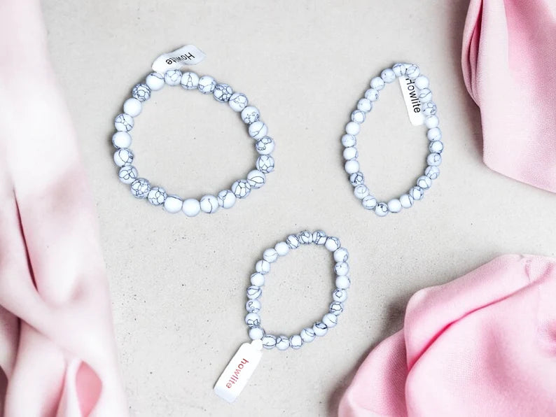 Bracelet Pierre Naturelle - Howlite - Apaise Calme Enseigne la Patience