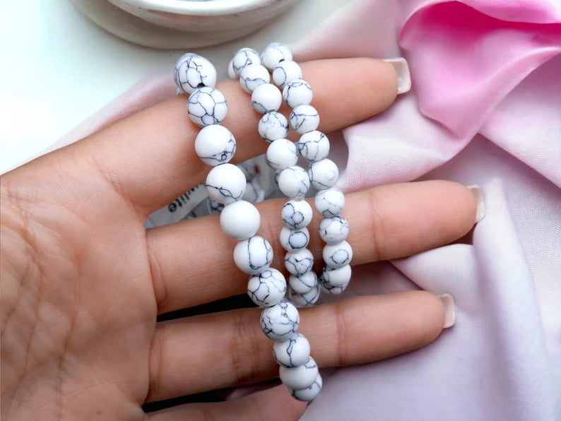 Bracelet Pierre Naturelle - Howlite - Apaise Calme Enseigne la Patience