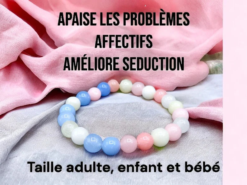 Bracelet Pierre Naturelle - Beryl Multicolore - Apaise les Problèmes Affectifs Améliore Séduction