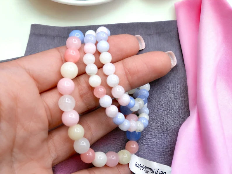 Bracelet Pierre Naturelle - Beryl Multicolore - Apaise les Problèmes Affectifs Améliore Séduction