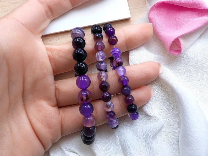 Bracelet Pierre Naturelle - Améthyste - Apaise les angoisses et les Colères Calme Mental