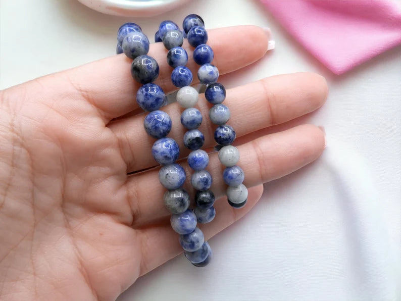 Bracelet Pierre Naturelle - Sodalite - Humilité Fidélité Courage