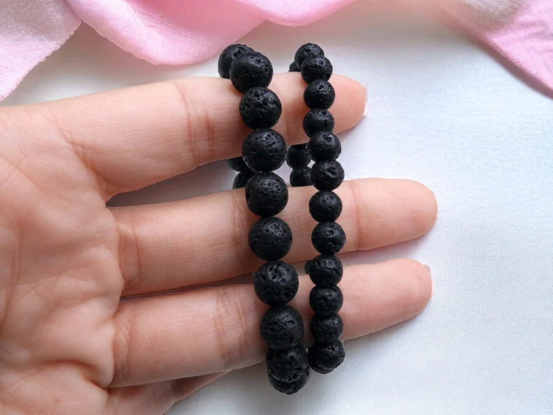 Bracelet Pierre Naturelle - Pierre Lave - Anxiété Relaxation Calme Energie Endurance