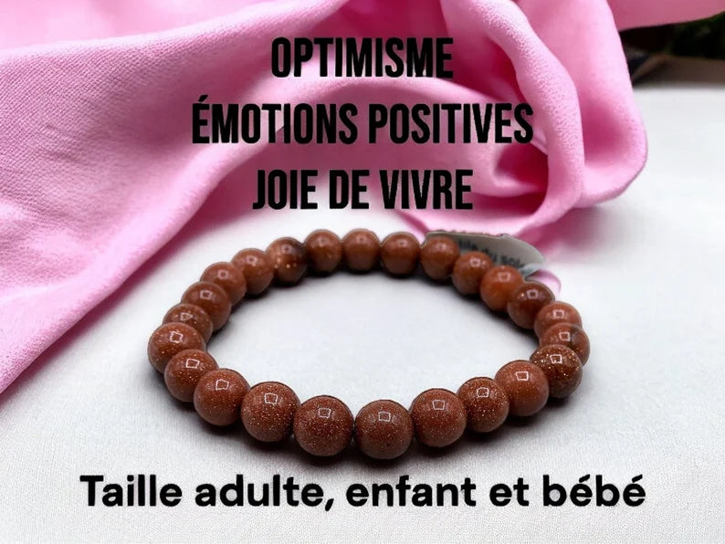 Bracelet Pierre Naturelle - Pierre de Soleil - Optimisme Emotions Positives Joie de Vivre