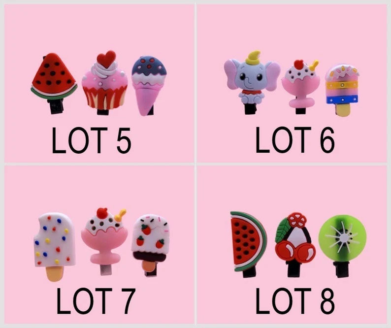 ENFANT - LOT de 3 Barrettes Pinces à Cheveux SILICONE - Personnage Dessin Animé - Licorne