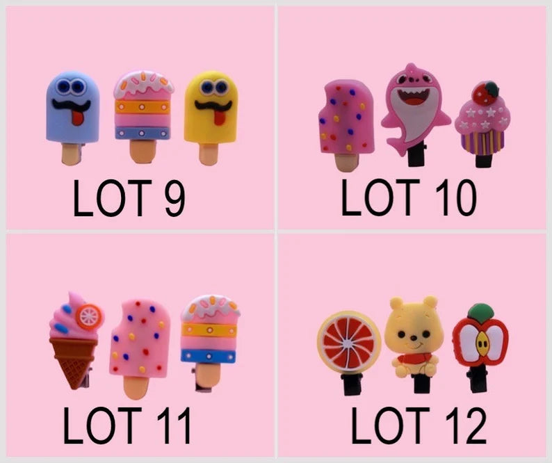 ENFANT - LOT de 3 Barrettes Pinces à Cheveux SILICONE - Personnage Dessin Animé - Licorne